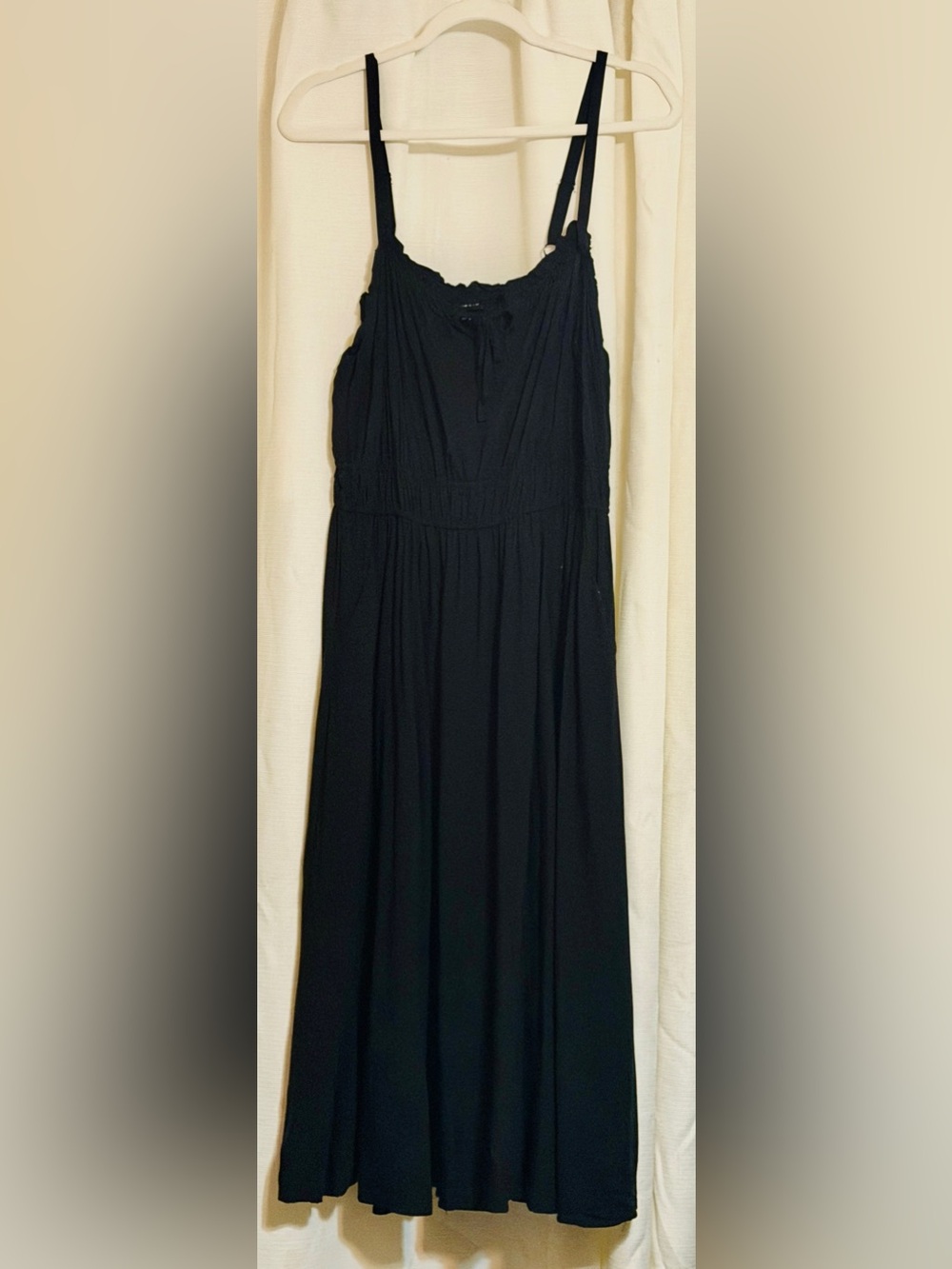 Torrid 2X Black Midi Dress with Gathered Bodice